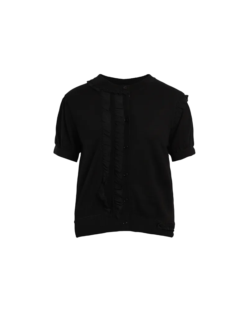Short Sleeve Cardigan With Frills