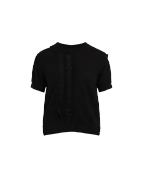 Short Sleeve Cardigan With Frills