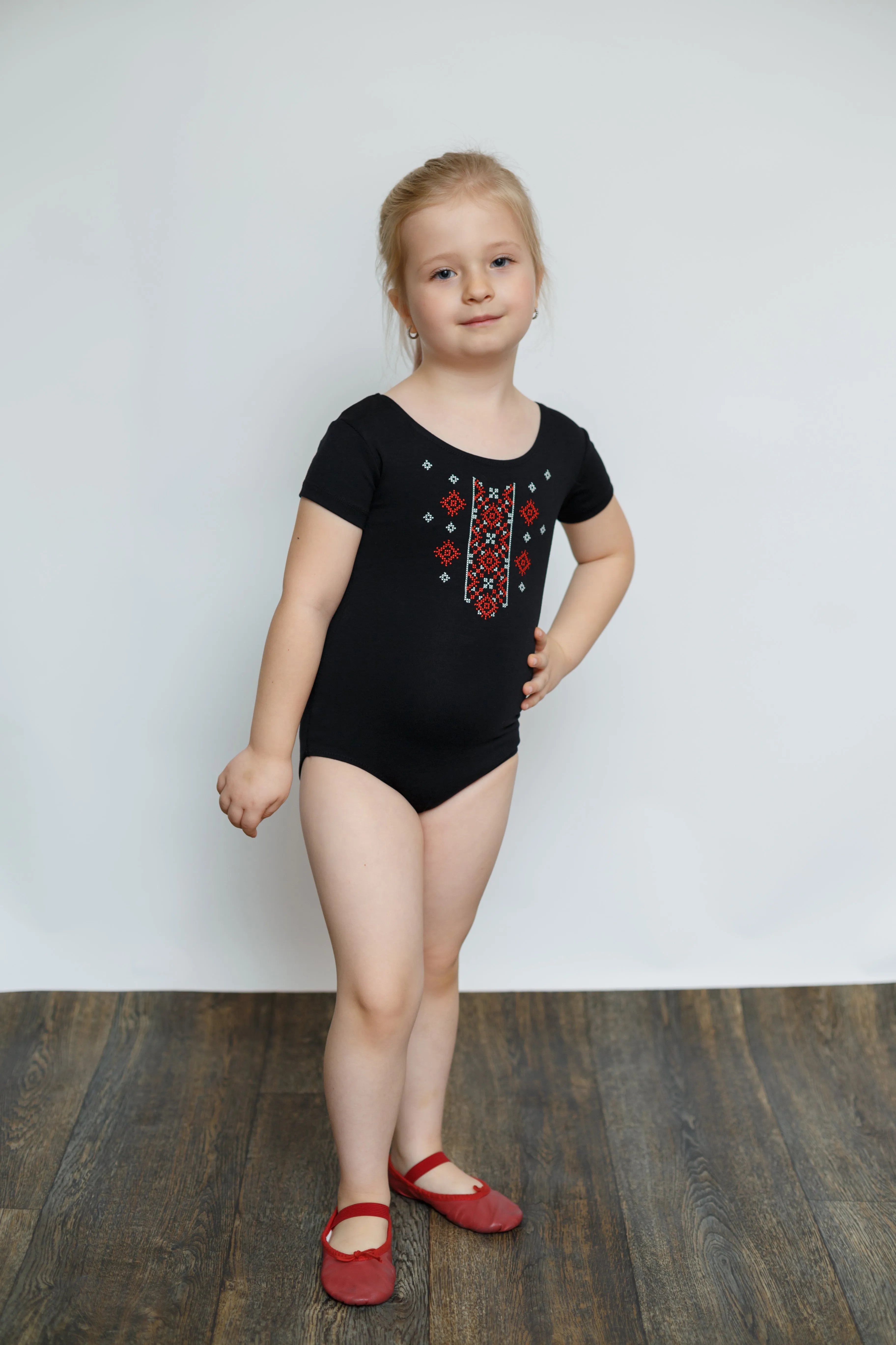Short Sleeve Embroidered Bodysuit- Geometric