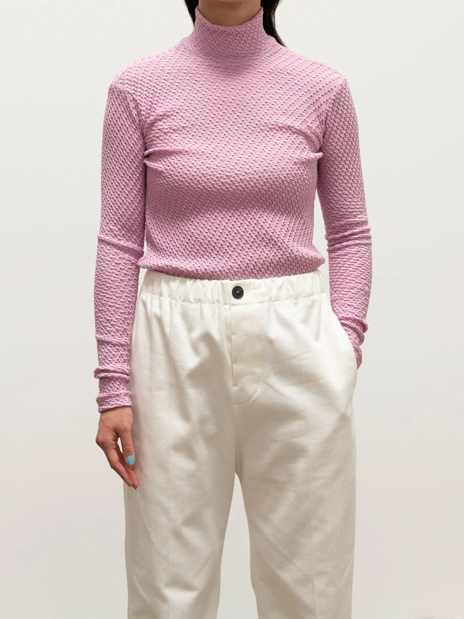 Shrink Knit Turtleneck - Lavender Pink