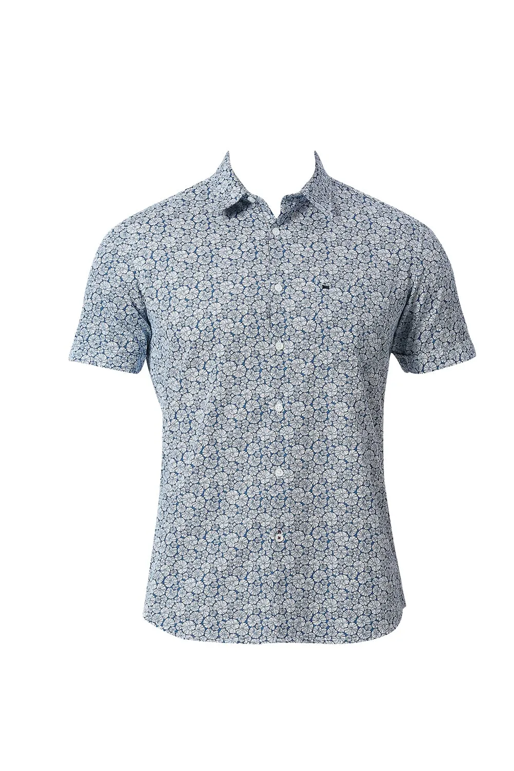 Slim Fit Cotton Slub Printed Halfsleeves Shirt