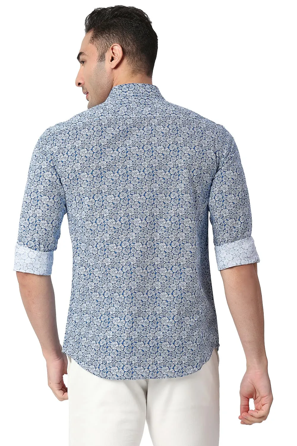 Slim Fit Cotton Slub Printed Shirt