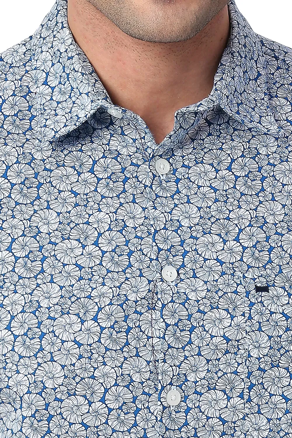 Slim Fit Cotton Slub Printed Shirt