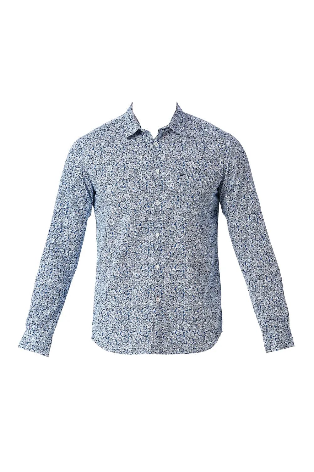 Slim Fit Cotton Slub Printed Shirt