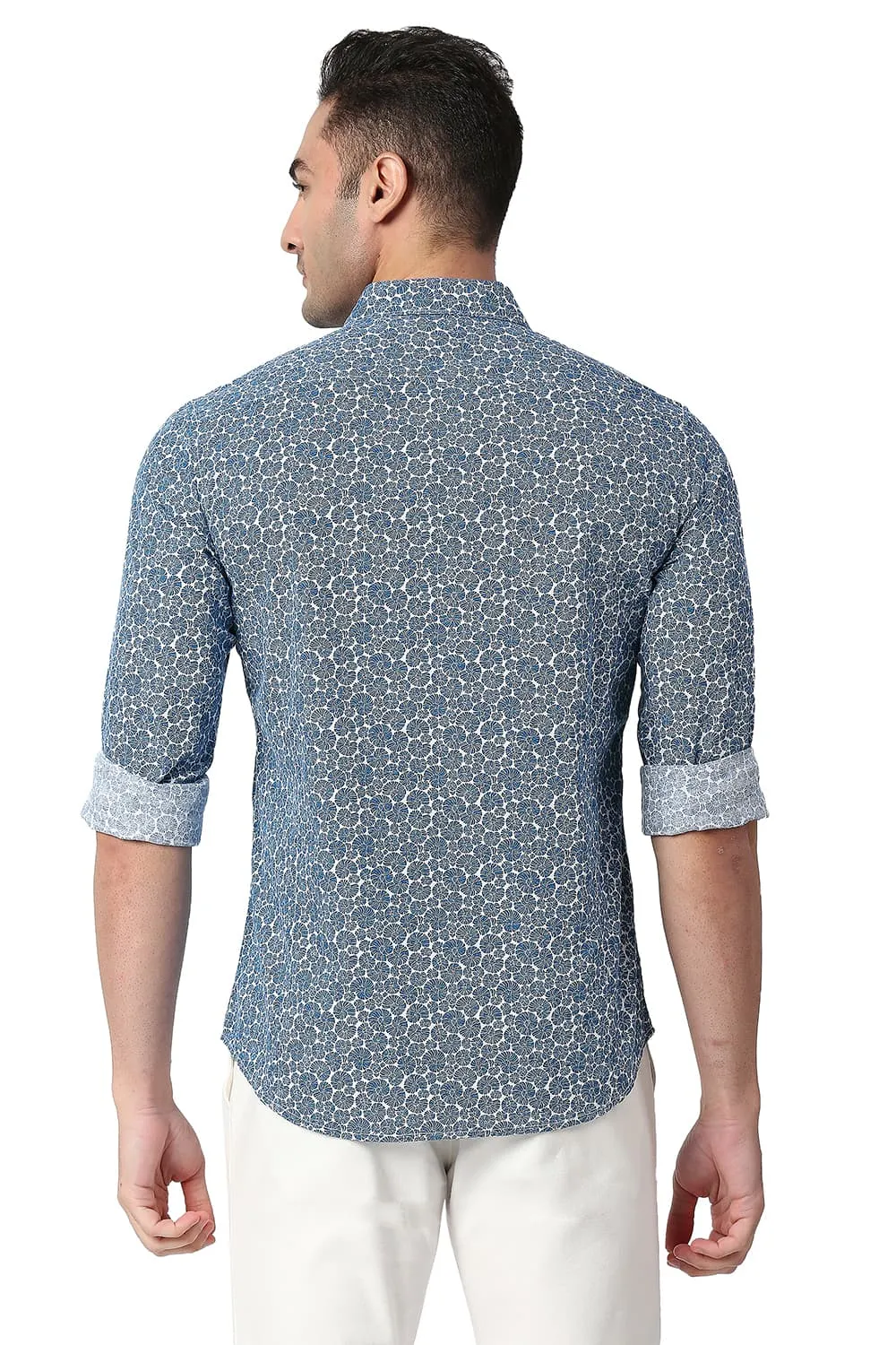 Slim Fit Cotton Slub Printed Shirt
