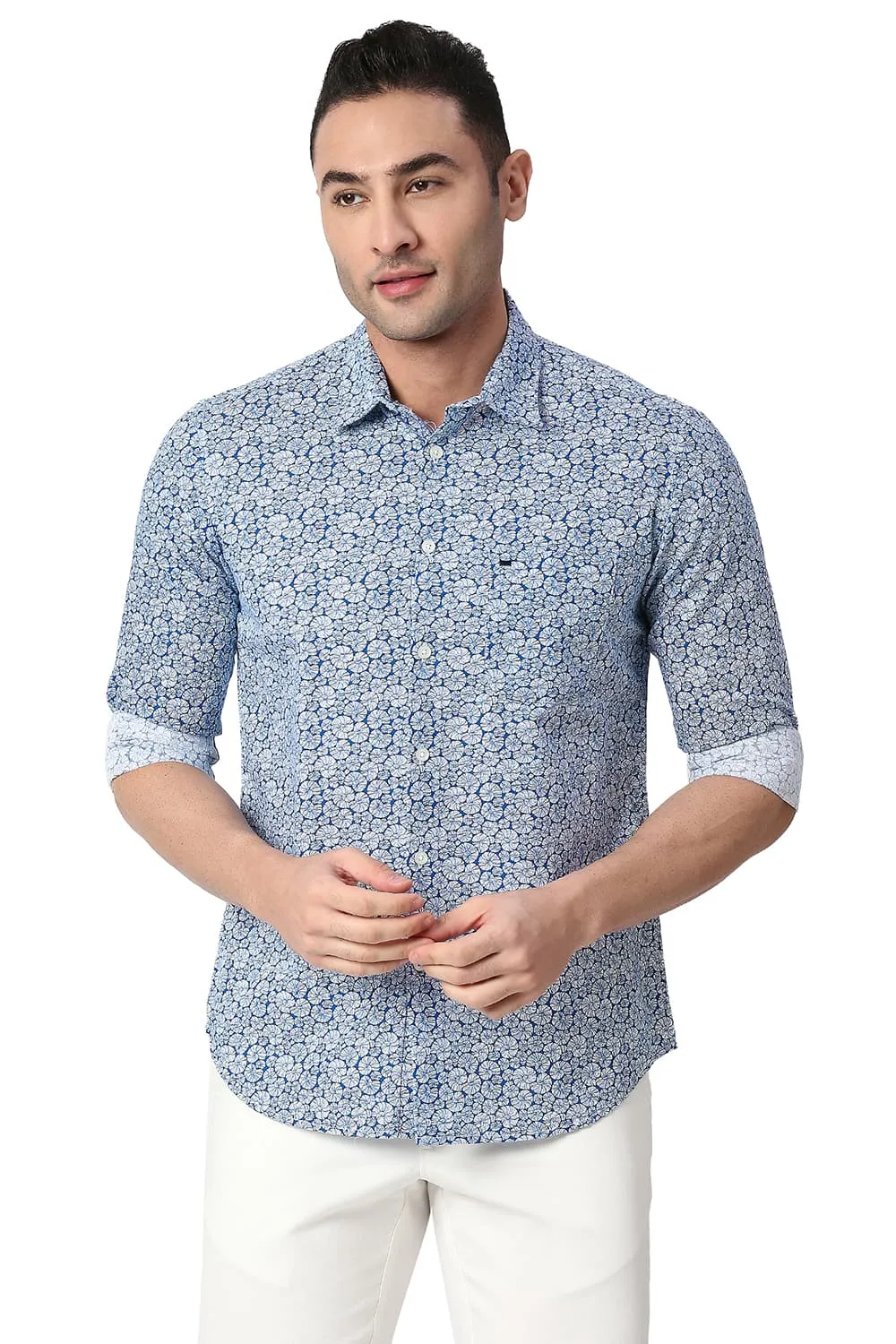 Slim Fit Cotton Slub Printed Shirt