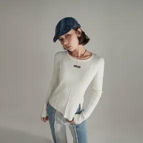 Slit Knit Long Sleeve Top