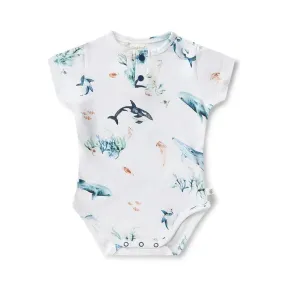 Snuggle Hunny SS Bodysuit - Ocean White