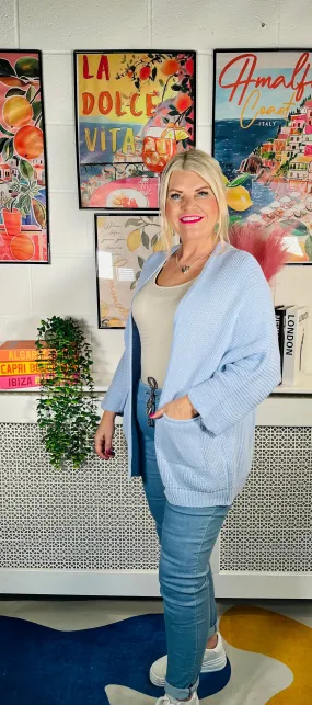 Snuggle Up Knitted Cardigan - Baby Blue