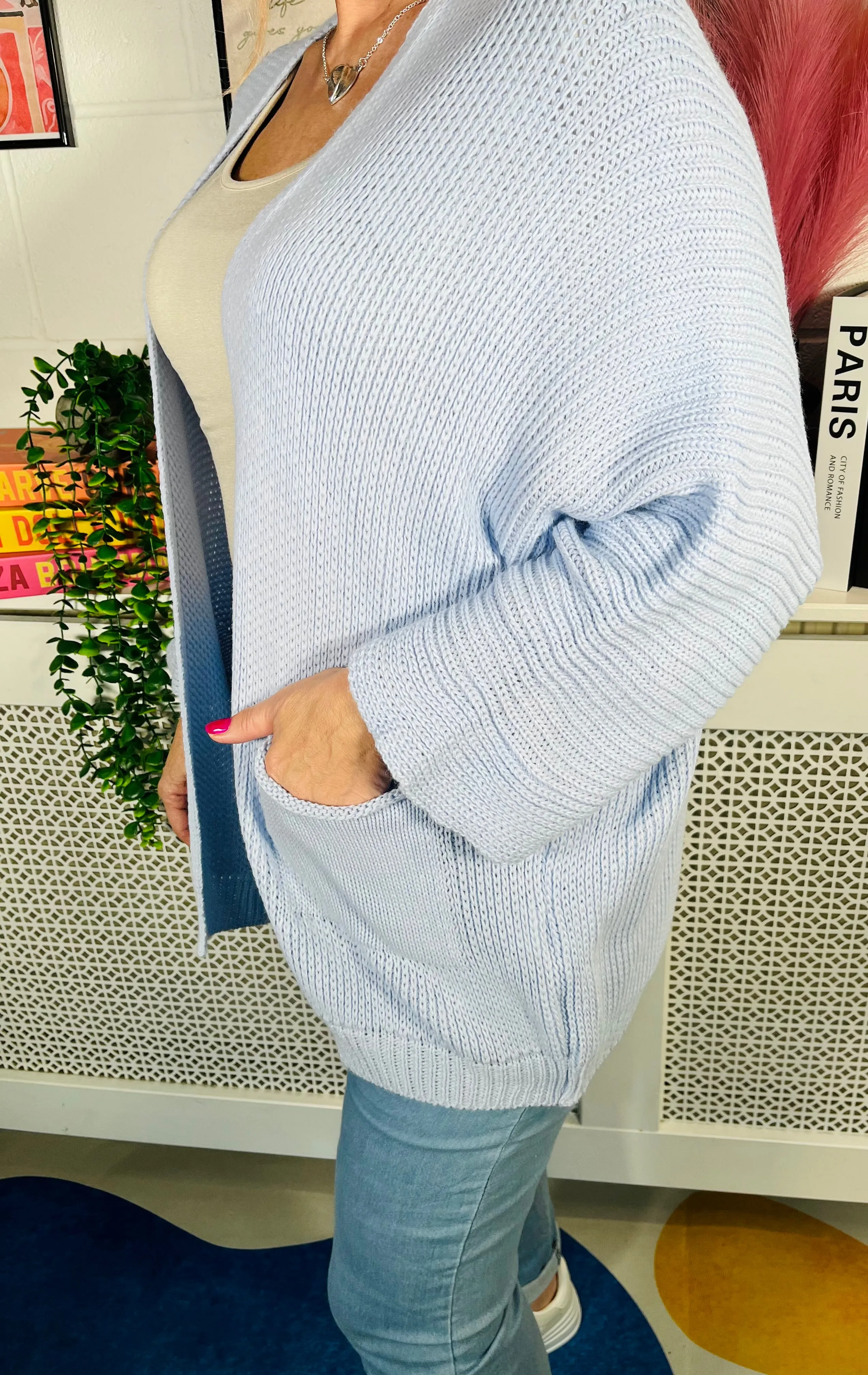 Snuggle Up Knitted Cardigan - Baby Blue