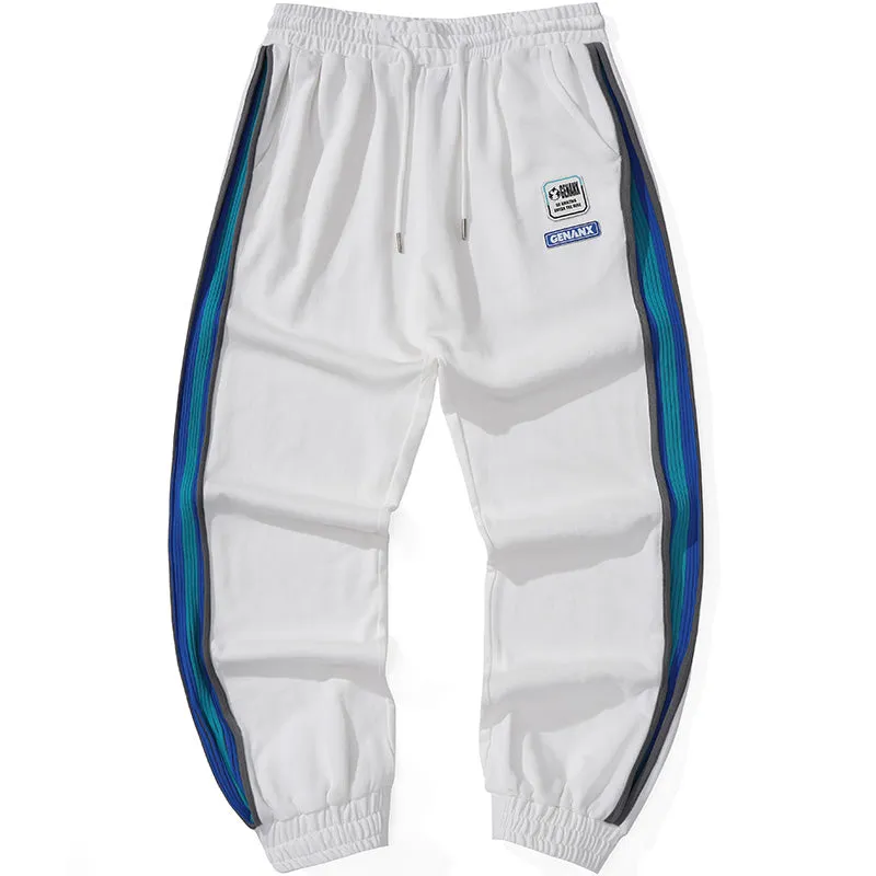 Sports Style Contrast Color Vertical Striped Pants