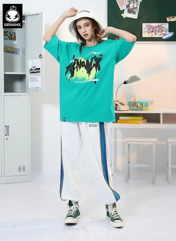 Sports Style Contrast Color Vertical Striped Pants