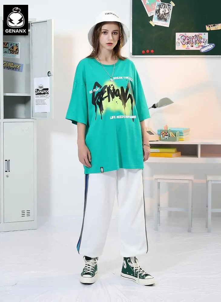 Sports Style Contrast Color Vertical Striped Pants