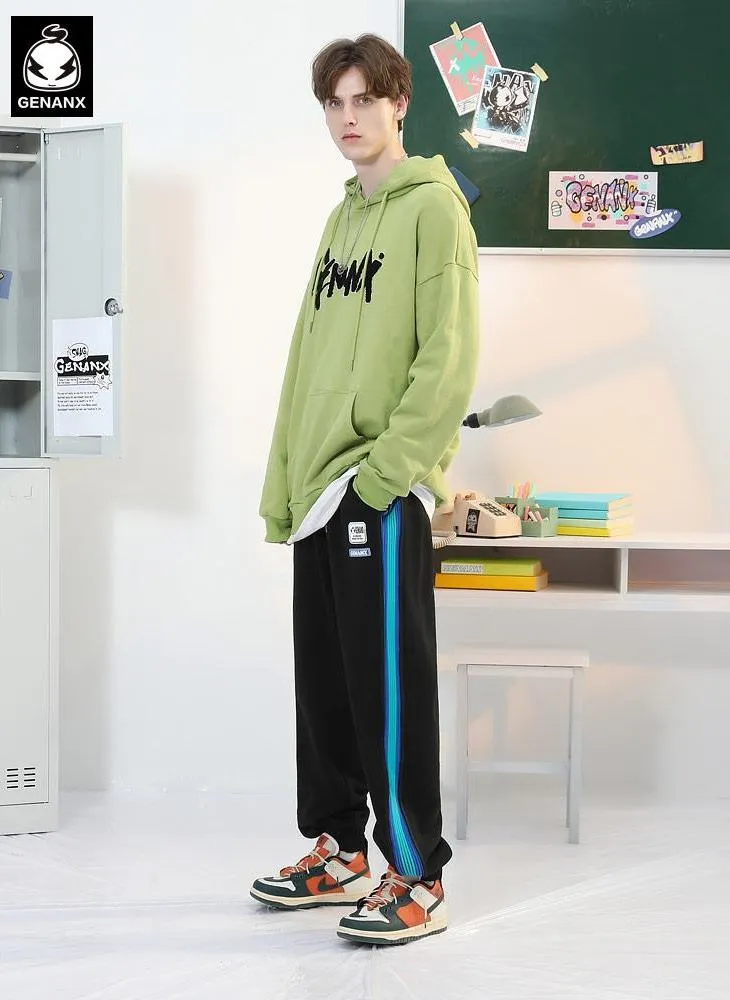 Sports Style Contrast Color Vertical Striped Pants