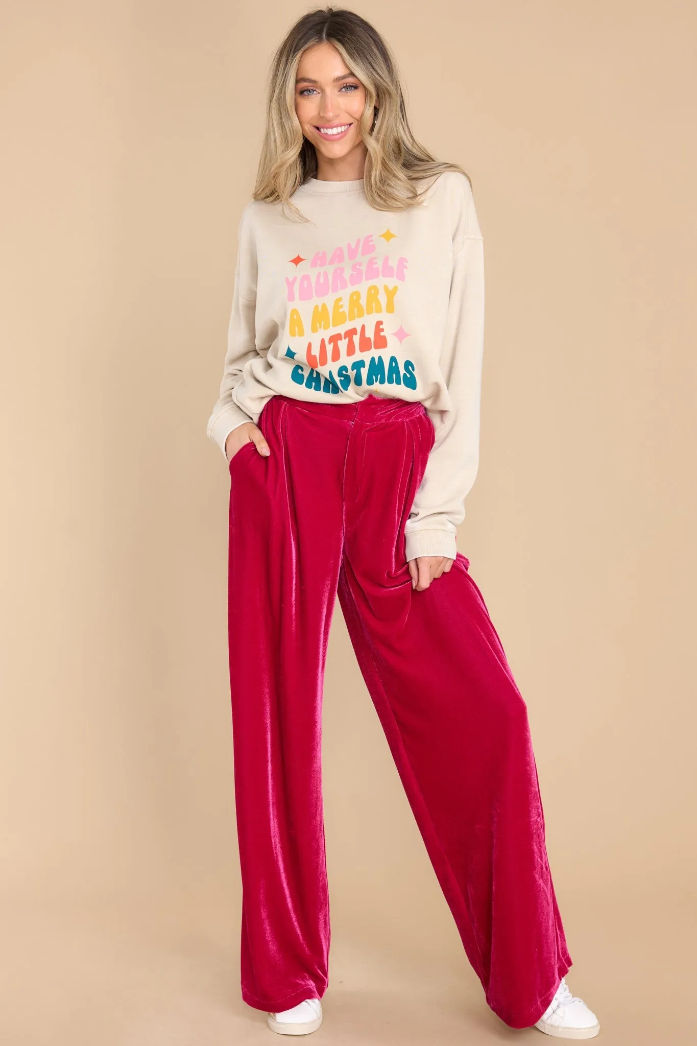 Still Bejeweled Hot Pink Velvet Pants