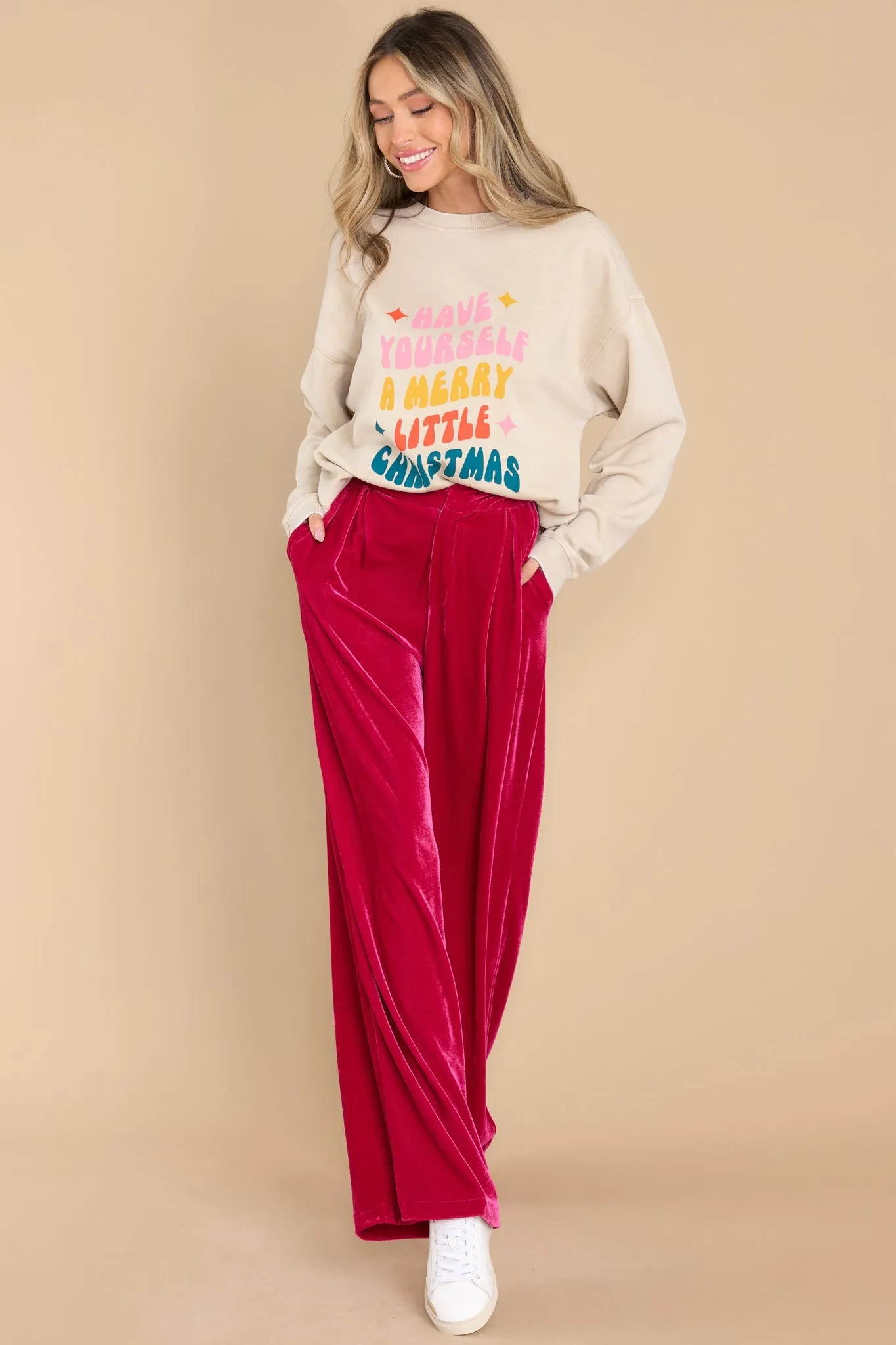 Still Bejeweled Hot Pink Velvet Pants