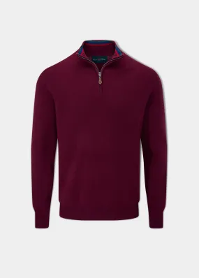 Streetly Men's 1/2 Zip Mock Neck Jumper In Bordeaux - Classic Fit