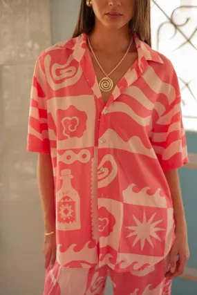 Tequila Linen Blend Blouse - Watermelon