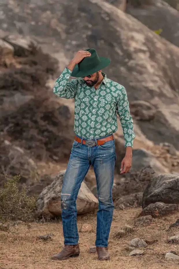 'The Bandit' Western Shirt in 'Aztec' Print