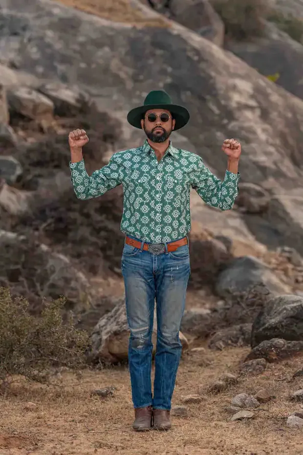 'The Bandit' Western Shirt in 'Aztec' Print