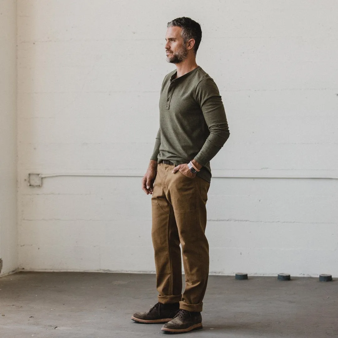 The Heavy Bag Henley in Fatigue Green