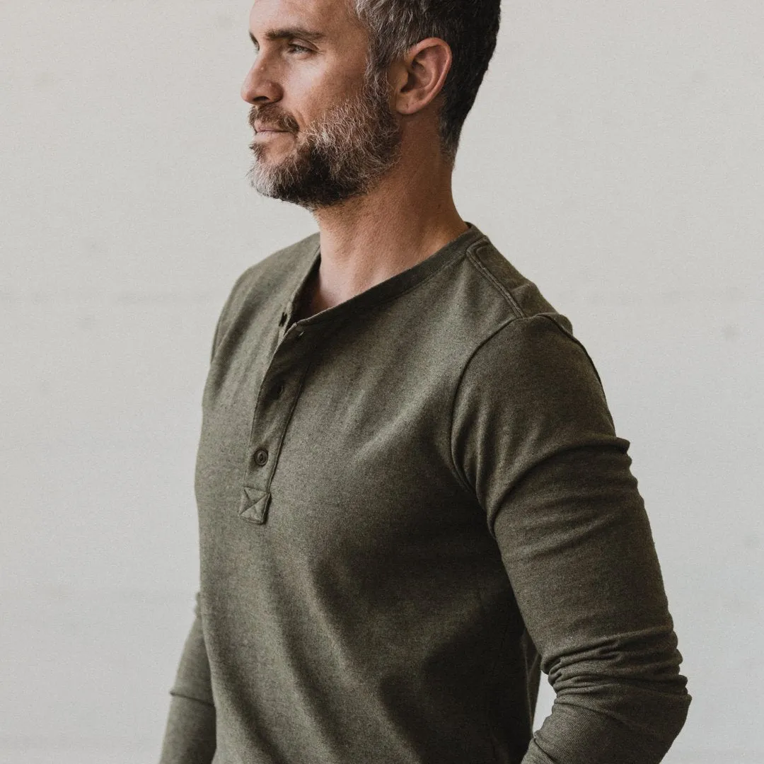 The Heavy Bag Henley in Fatigue Green