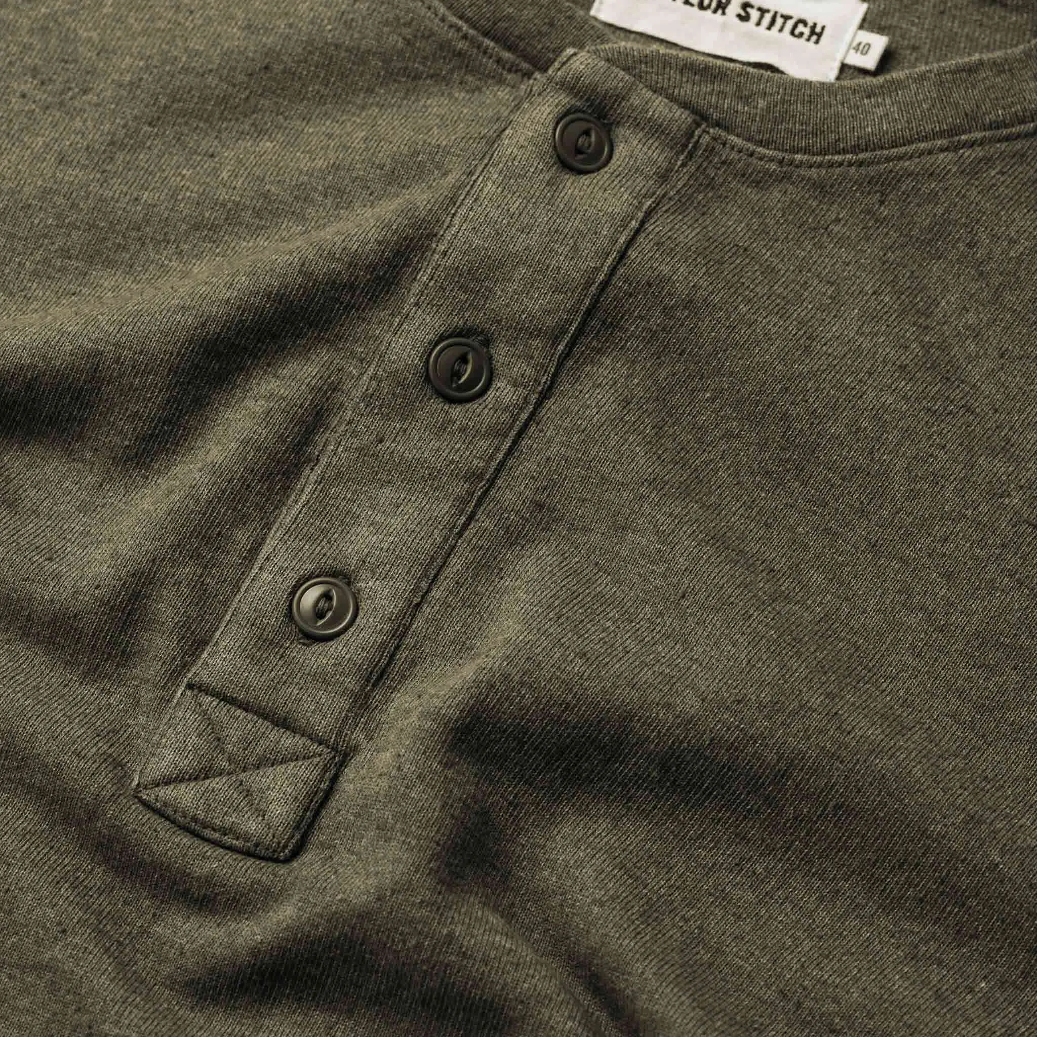 The Heavy Bag Henley in Fatigue Green