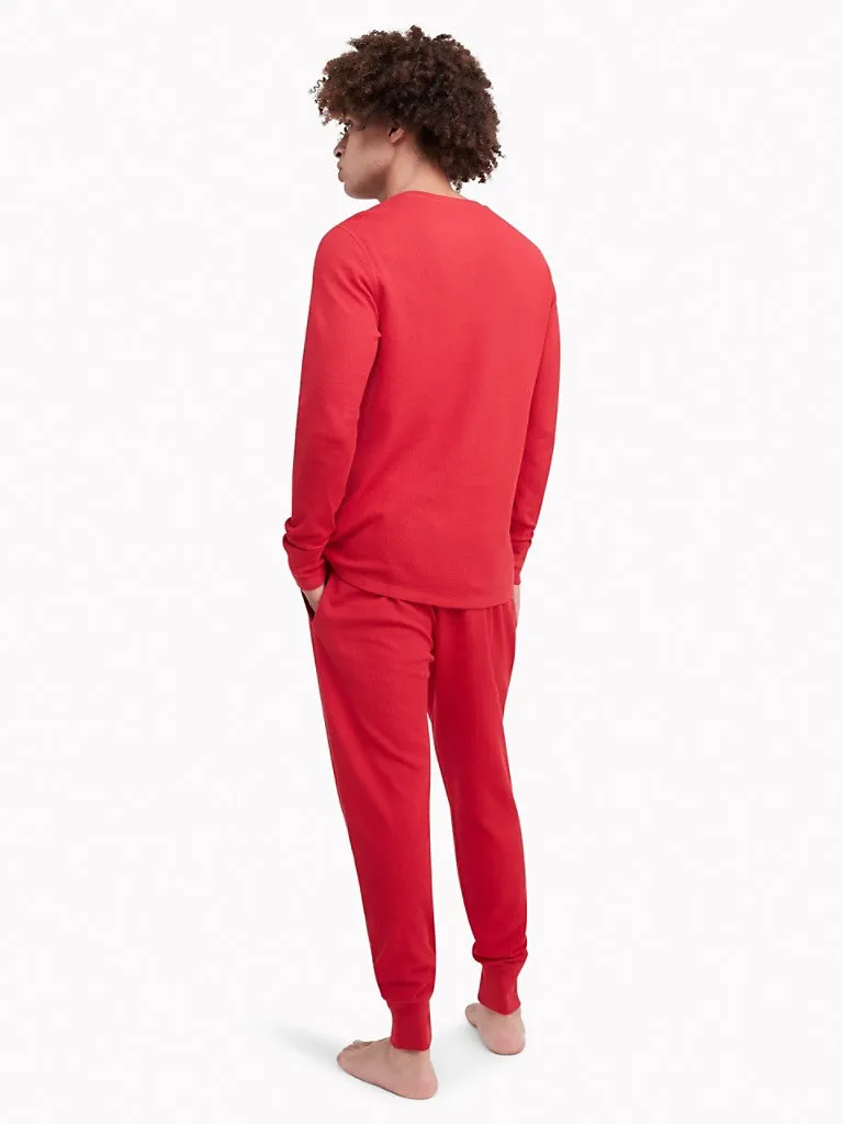 Tommy Hilfiger Mens Thermal Sleep Long Sleeve Henley Neck Red 09T4076 600