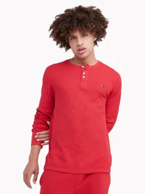 Tommy Hilfiger Mens Thermal Sleep Long Sleeve Henley Neck Red 09T4076 600