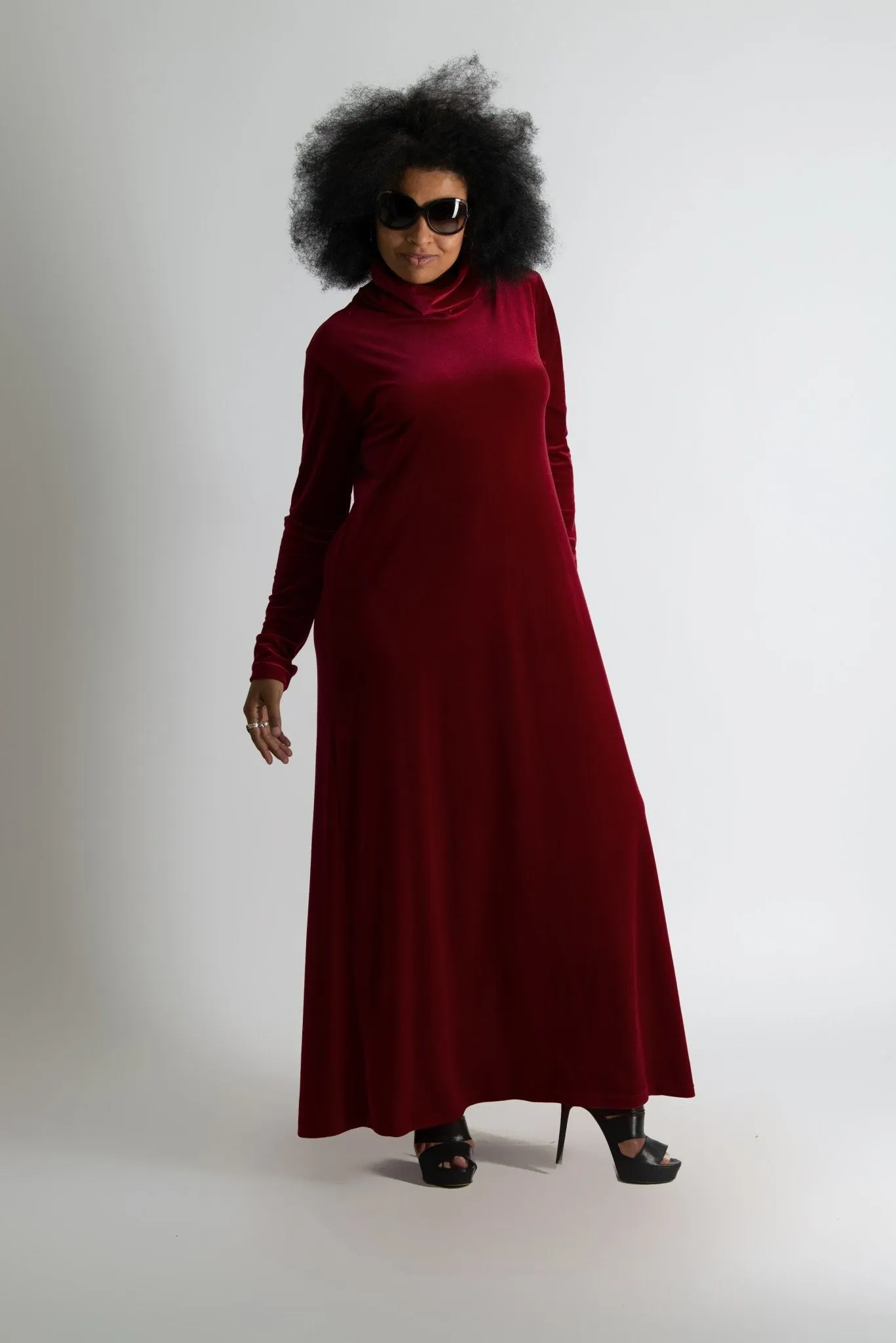 Turtleneck Velvet Dress VALERIE