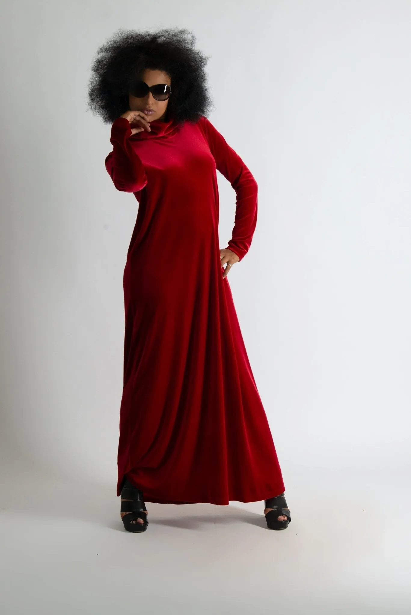 Turtleneck Velvet Dress VALERIE