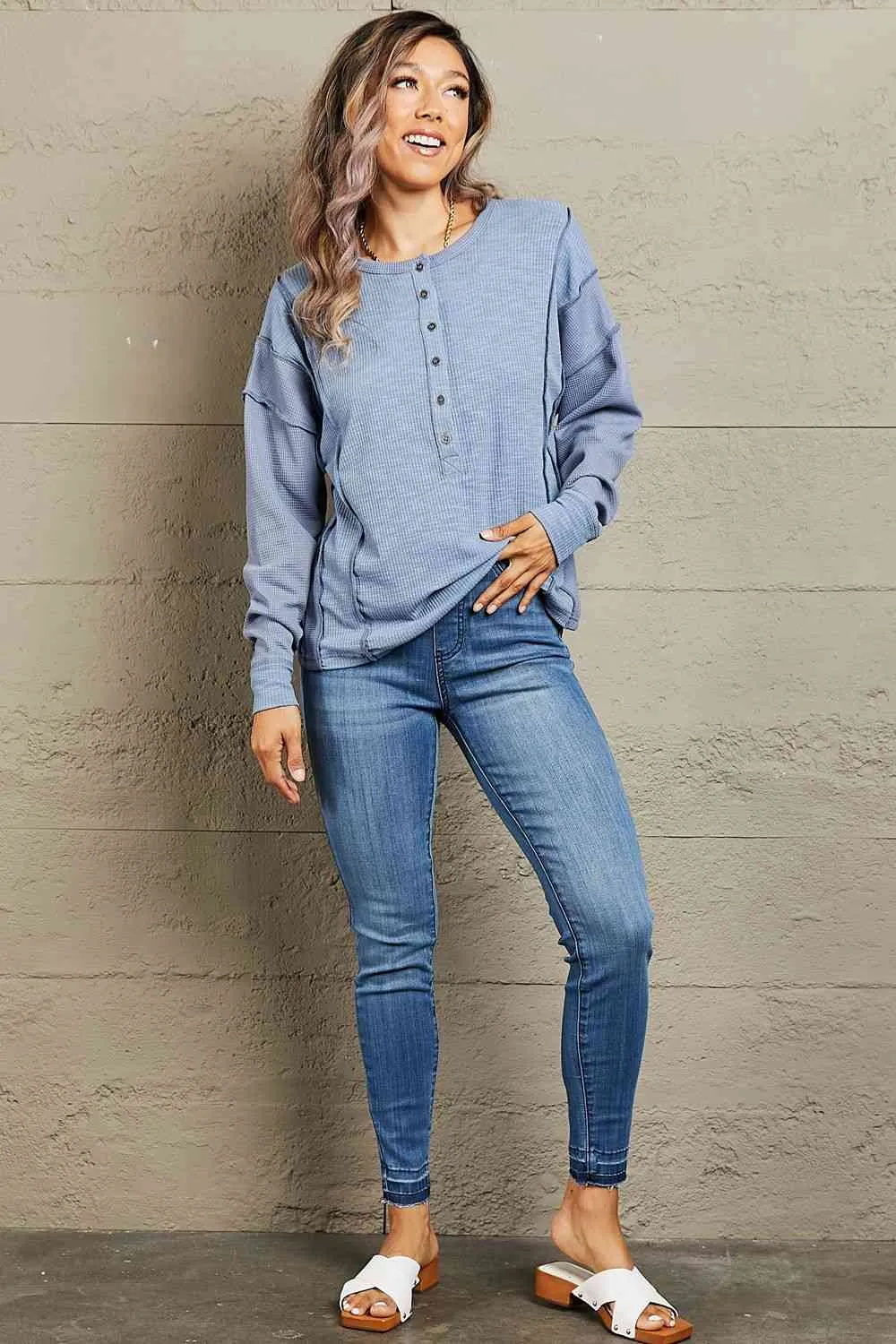 Understand me Full Size Oversized Henley Top