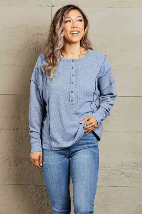 Understand me Full Size Oversized Henley Top