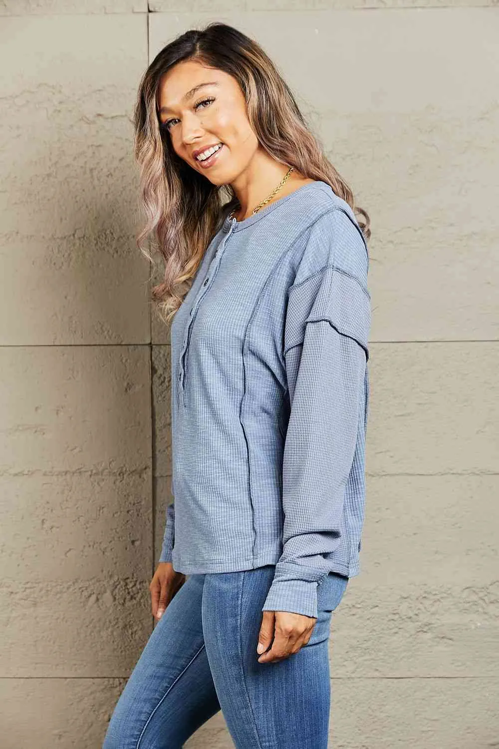 Understand me Full Size Oversized Henley Top