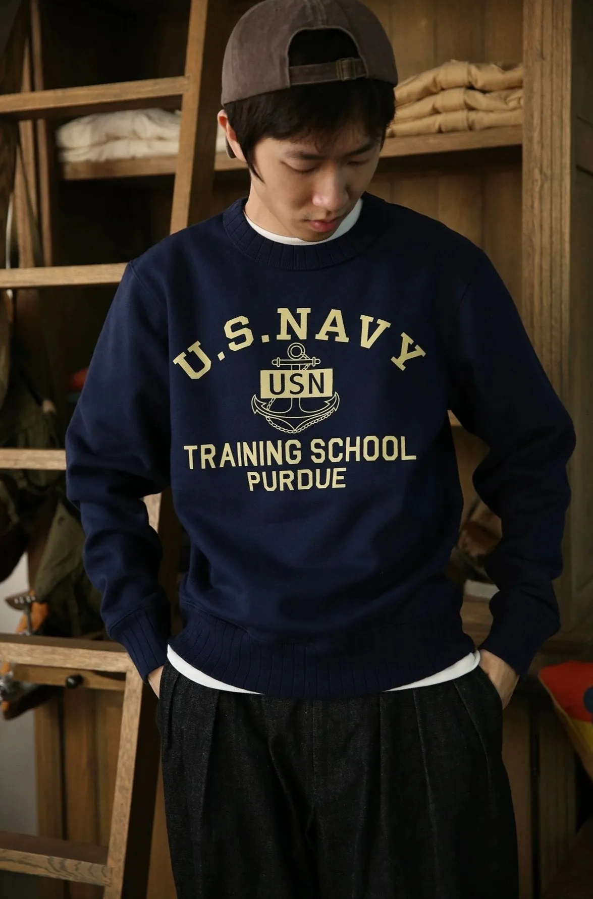 U.S. NAVY Training School Purdue – Retro Military Crewneck Sweatshirt