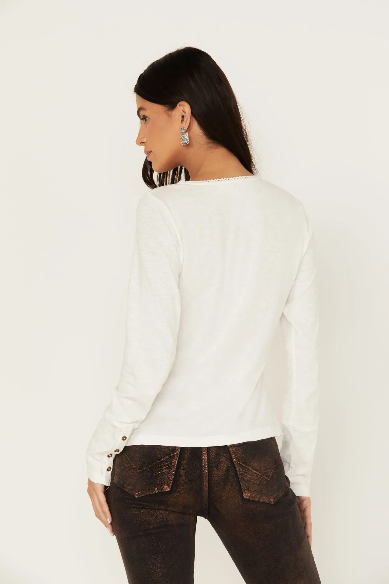 Velvet Trim Henley Top