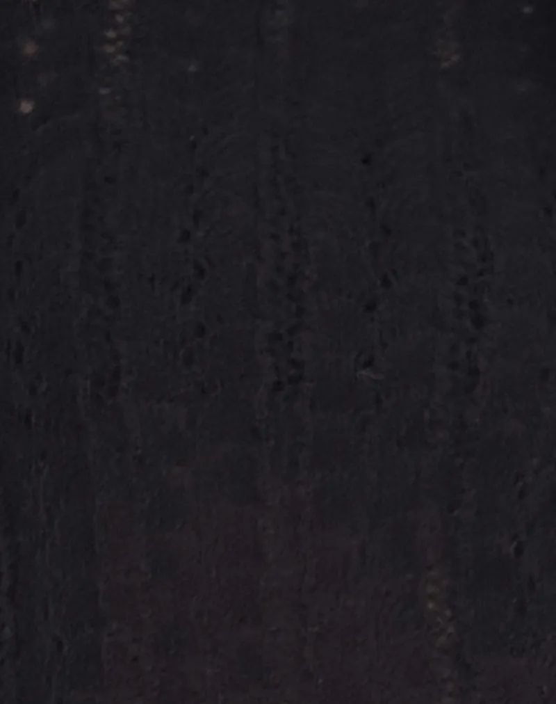 Venia Knitted Long Sleeve Top in Black