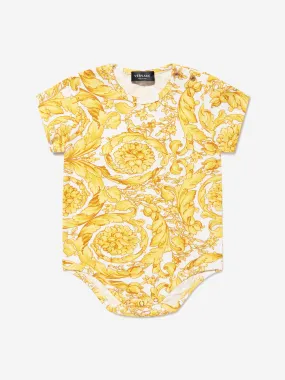 Versace Baby Barocco Print Bodysuit in Gold