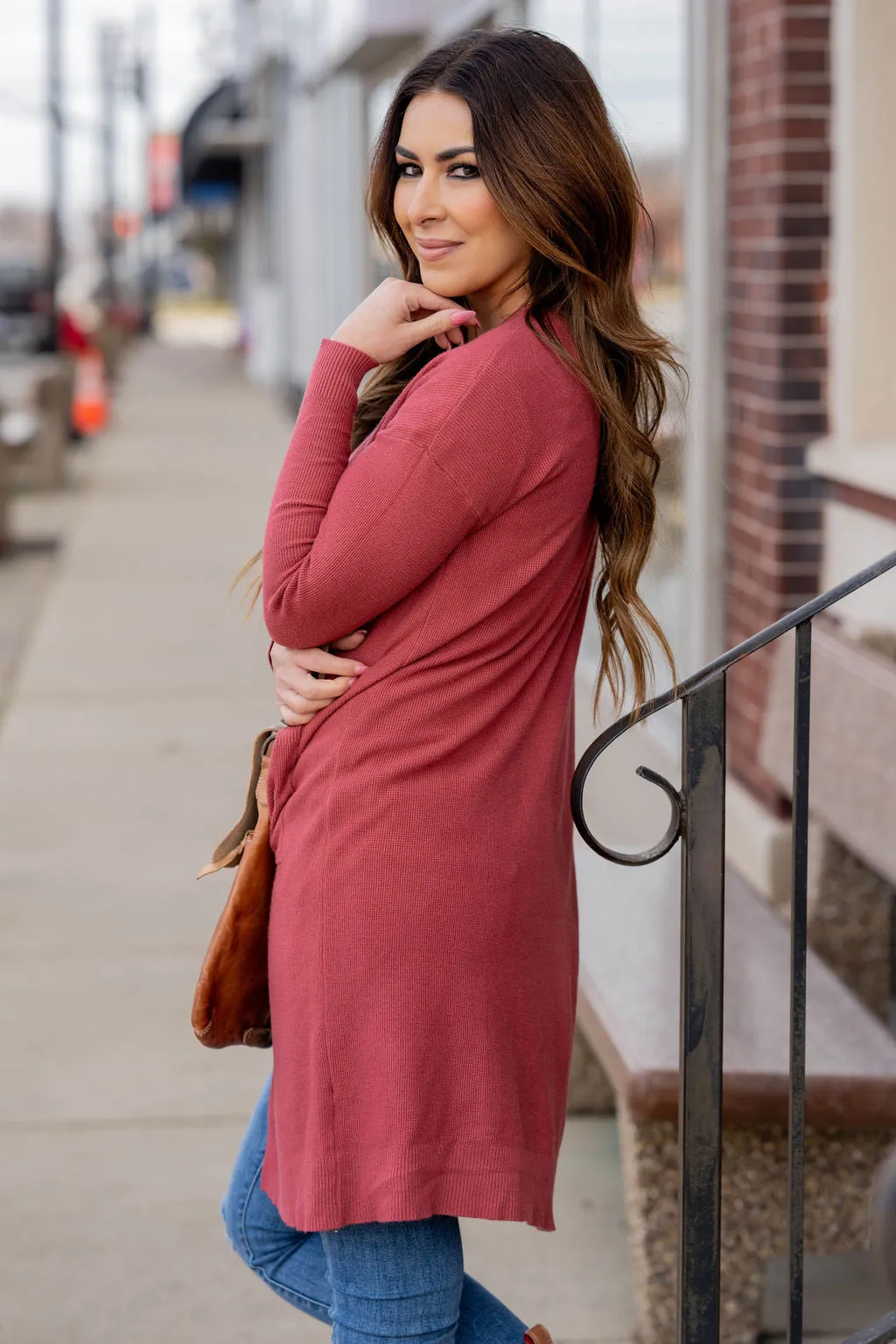 Waffled Two Pocket Tunic Cardigan