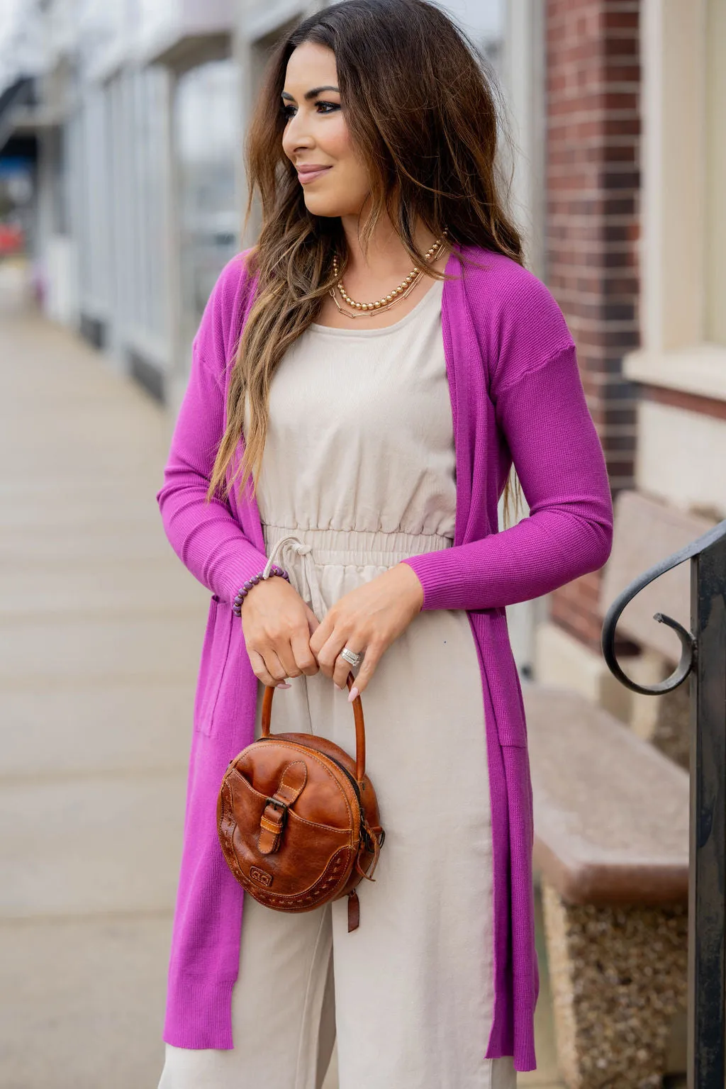 Waffled Two Pocket Tunic Cardigan