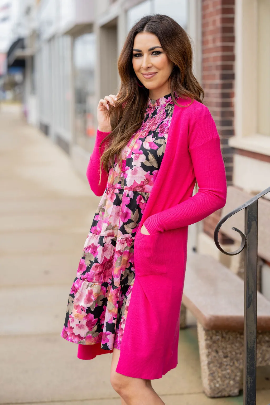 Waffled Two Pocket Tunic Cardigan
