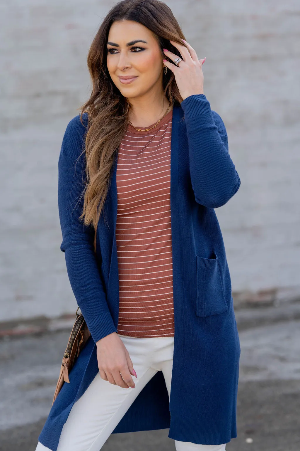 Waffled Two Pocket Tunic Cardigan