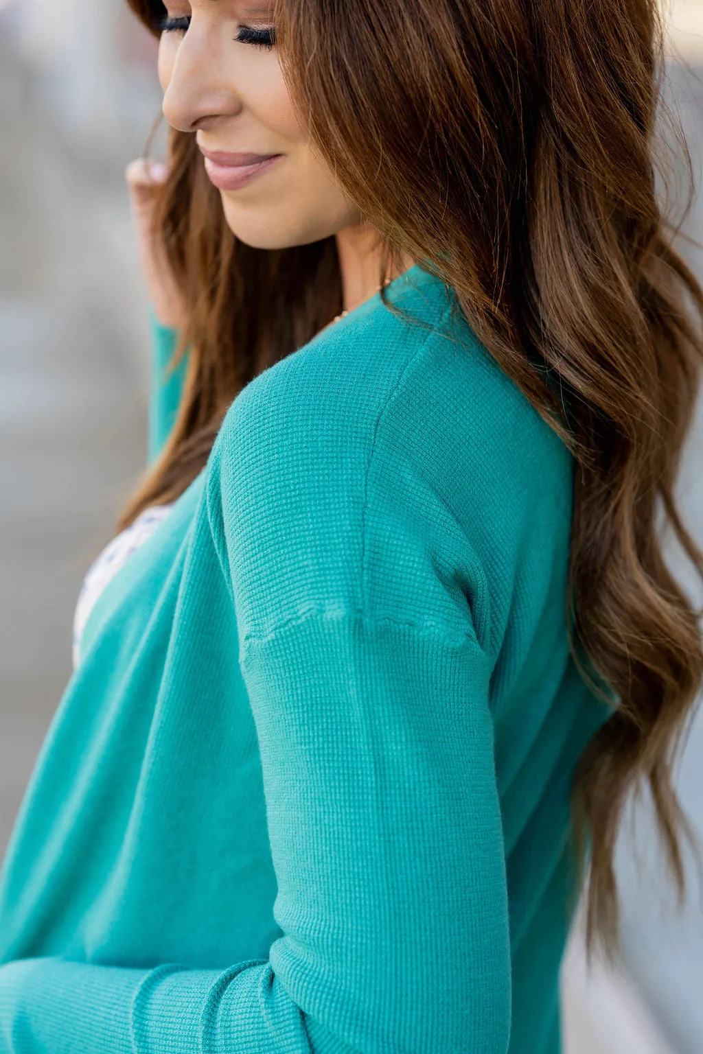 Waffled Two Pocket Tunic Cardigan