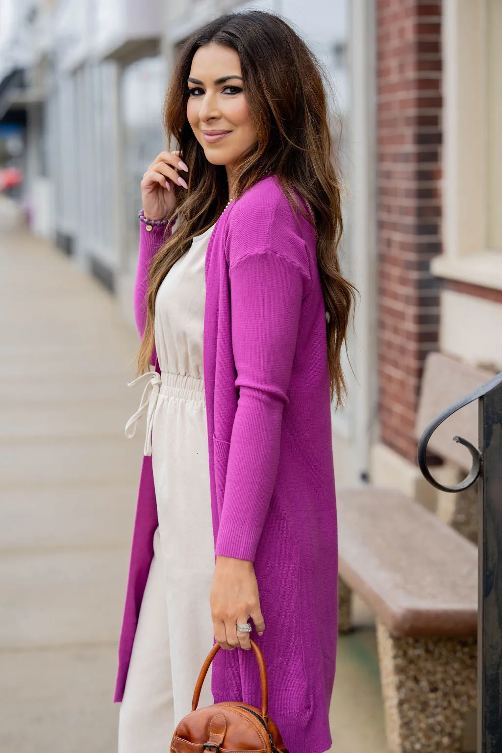 Waffled Two Pocket Tunic Cardigan