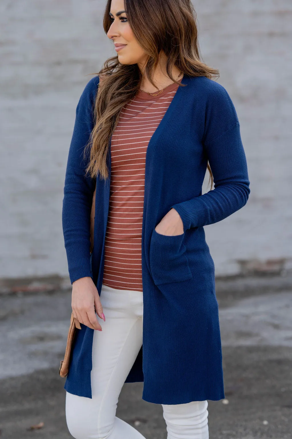 Waffled Two Pocket Tunic Cardigan