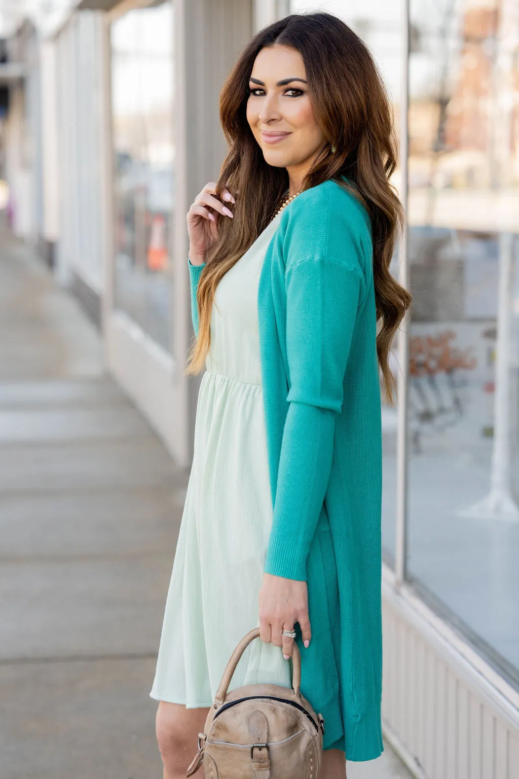 Waffled Two Pocket Tunic Cardigan