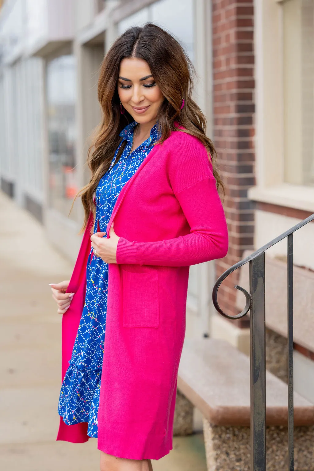 Waffled Two Pocket Tunic Cardigan