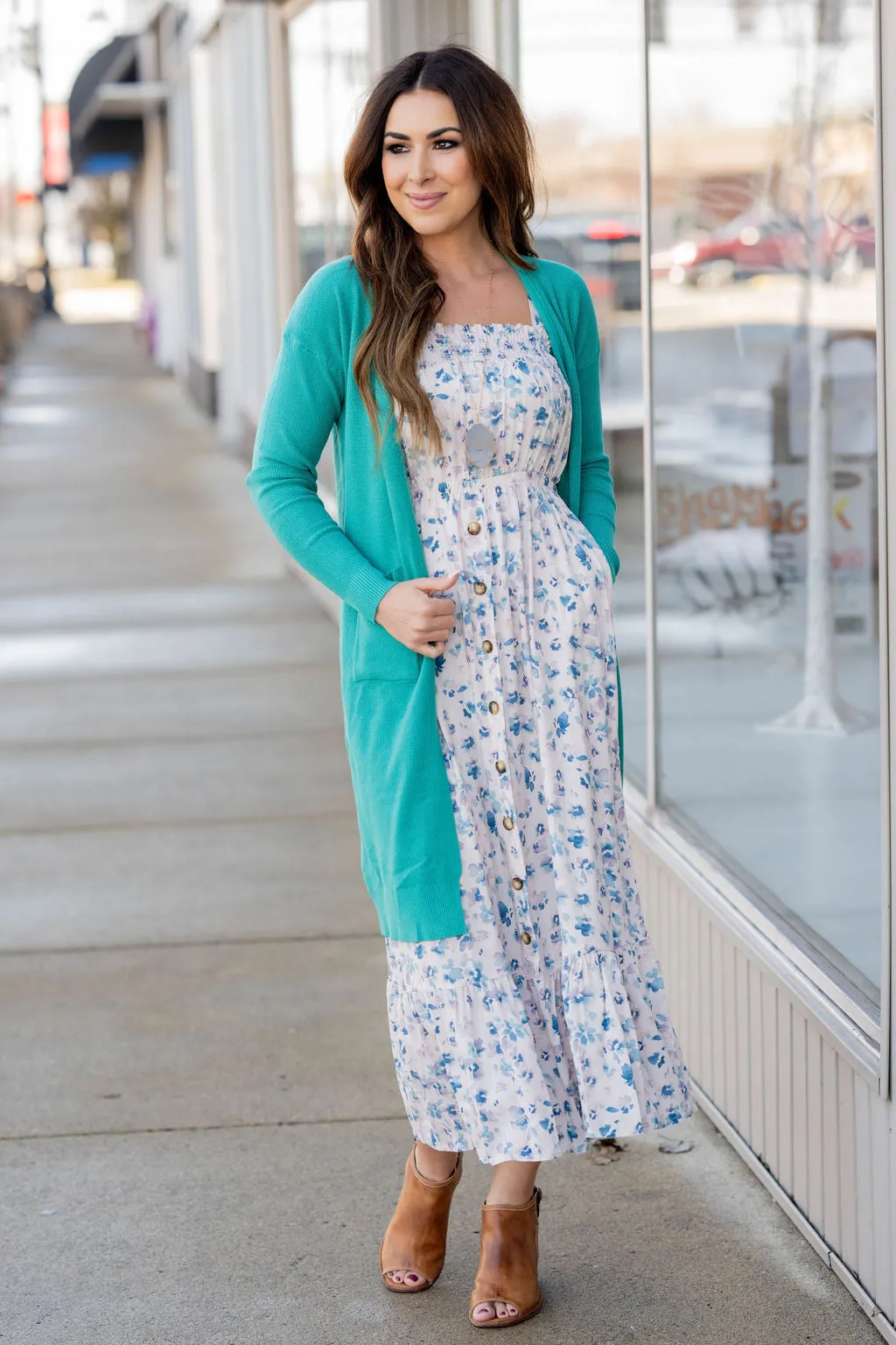 Waffled Two Pocket Tunic Cardigan