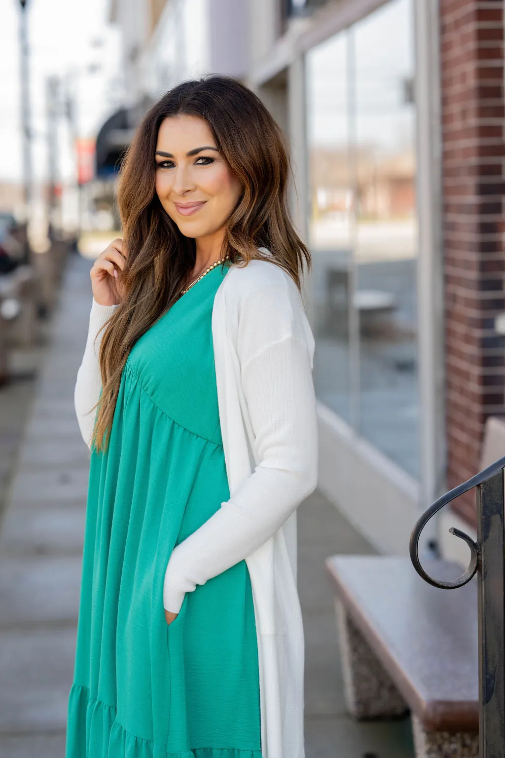 Waffled Two Pocket Tunic Cardigan