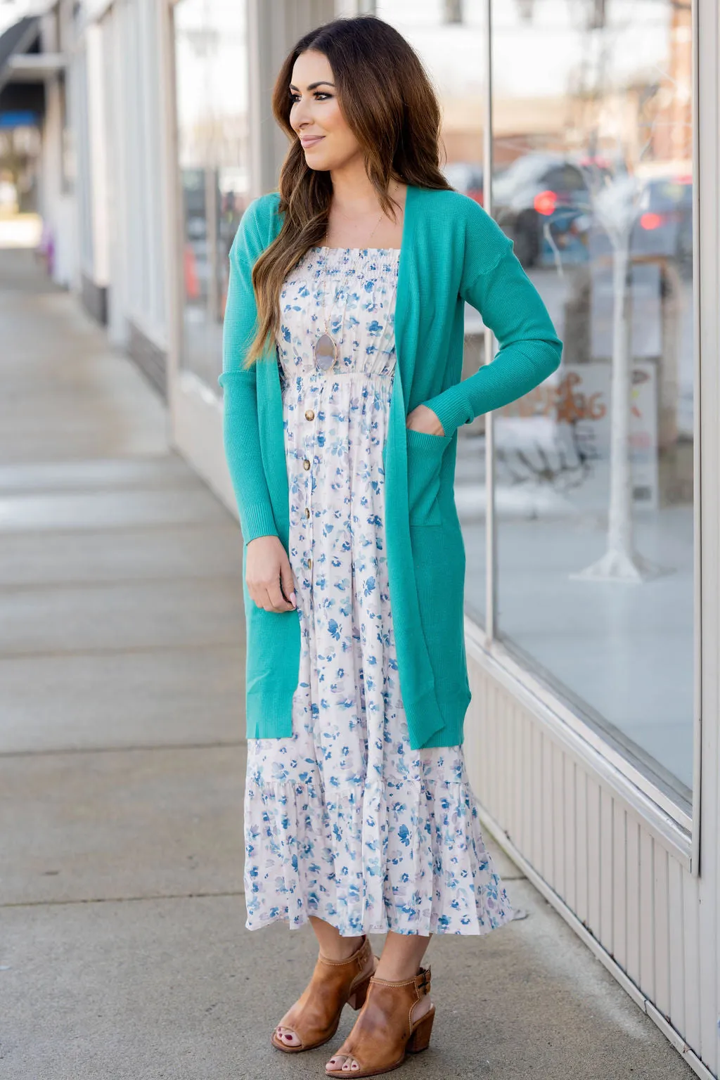 Waffled Two Pocket Tunic Cardigan